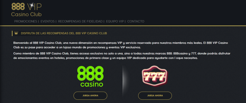Programa VIP del casino 888