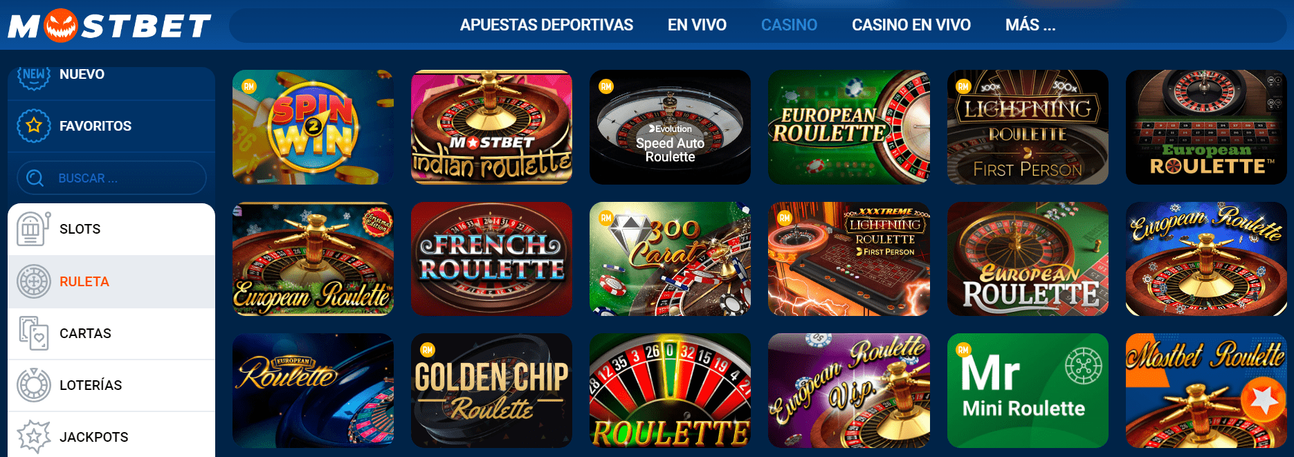 Ruleta en Mostbet casino