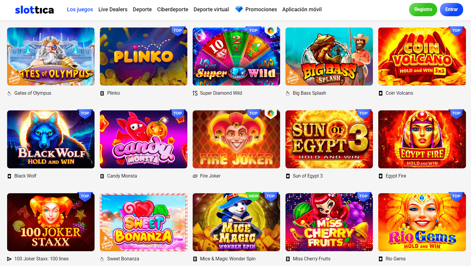 Juegos de casino Slottica