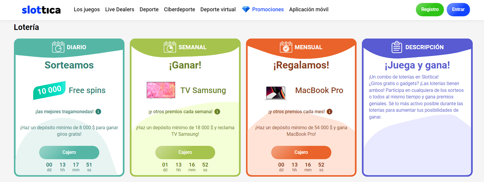 Loterías del casino Slottica