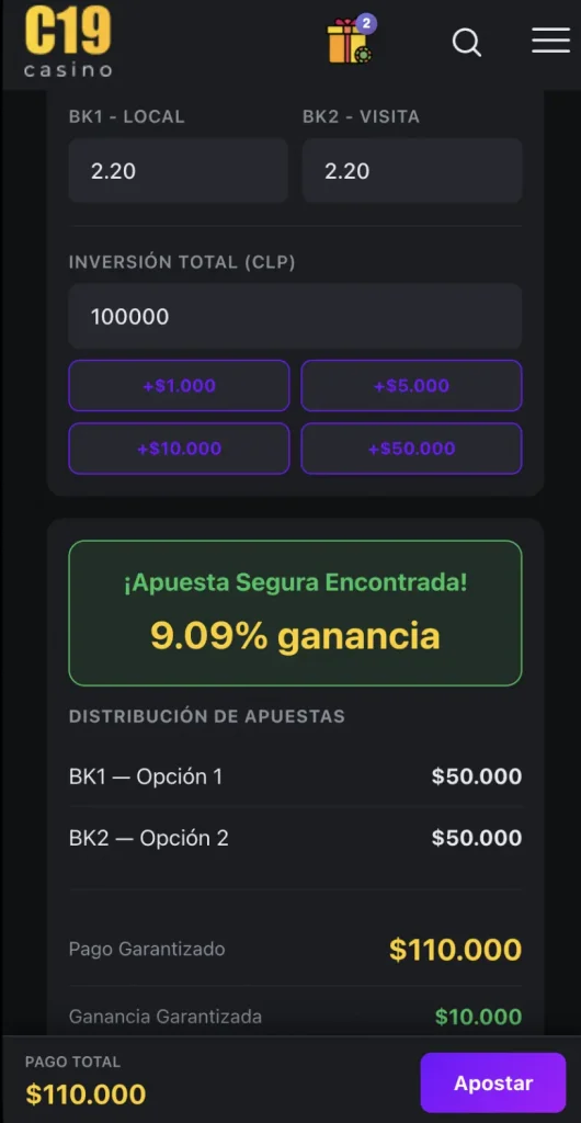 Calculadora de Apuesta Segura