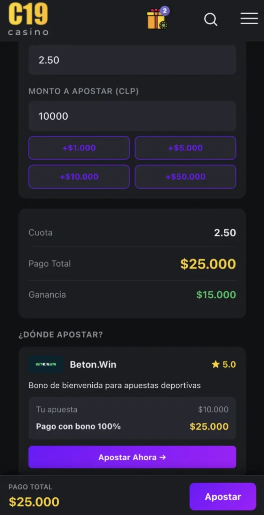 Calculadora de Apuesta Sencilla
