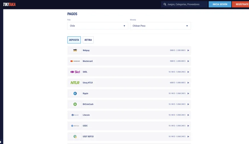 Metodos de pago en Tikitaka